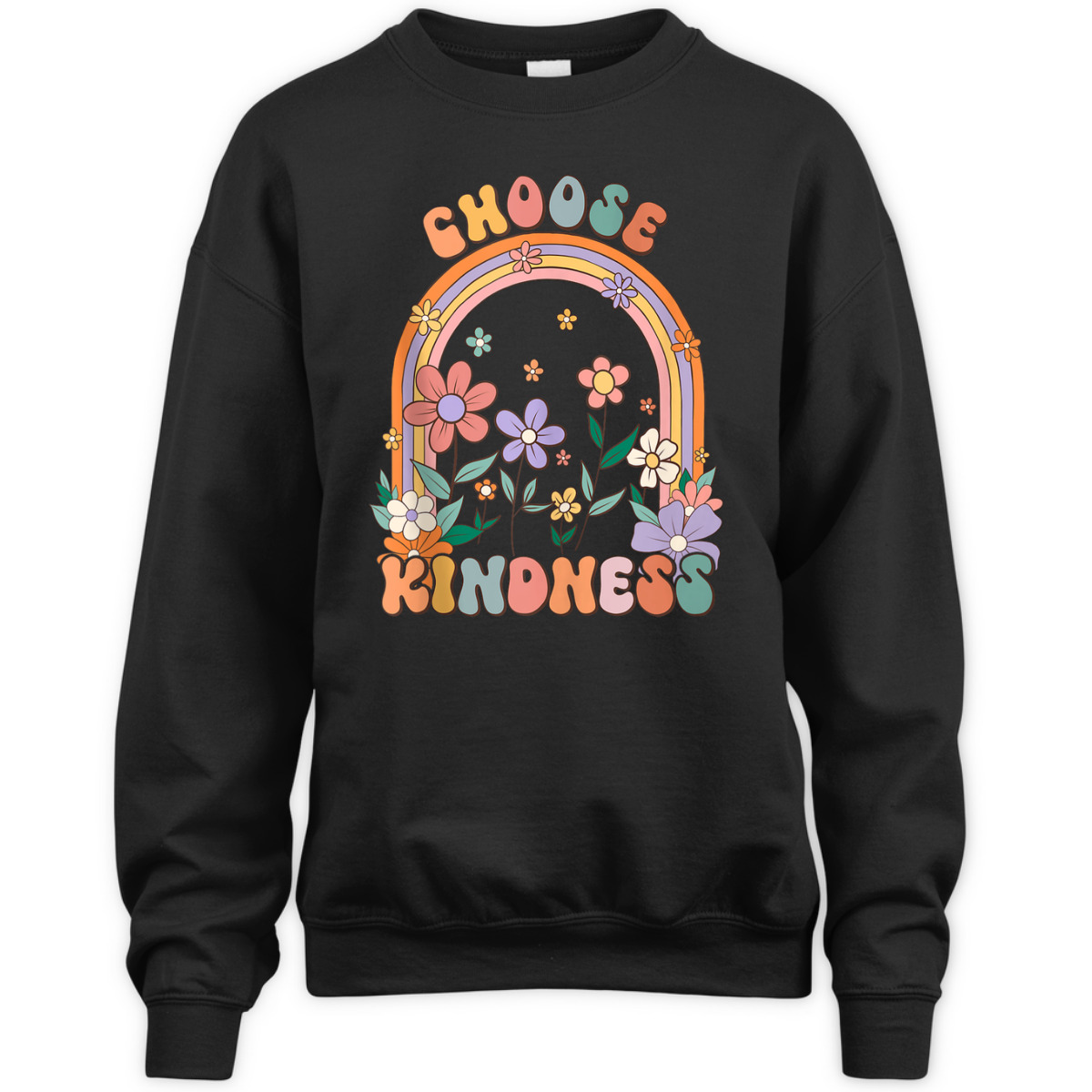 Choose Kindness Teacher Rainbow Wildflowers Retro Groovy 70s T-Shirt Choose Kindness Teacher Rainbow Wildflowers Retro Groovy 70s T-Shirt