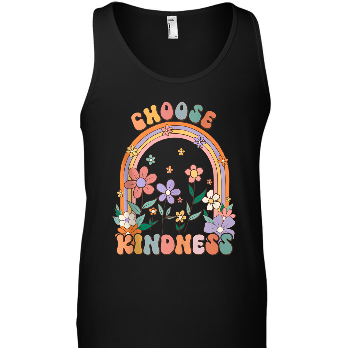 Choose Kindness Teacher Rainbow Wildflowers Retro Groovy 70s T-Shirt Choose Kindness Teacher Rainbow Wildflowers Retro Groovy 70s T-Shirt