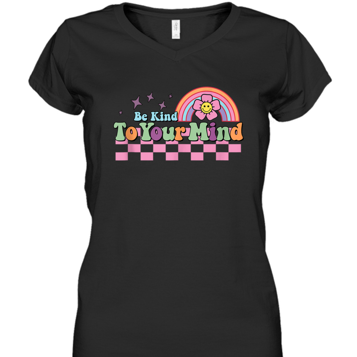 Groovy Be Kind To Your Mind Rainbow Flower Mental Health T-Shirt