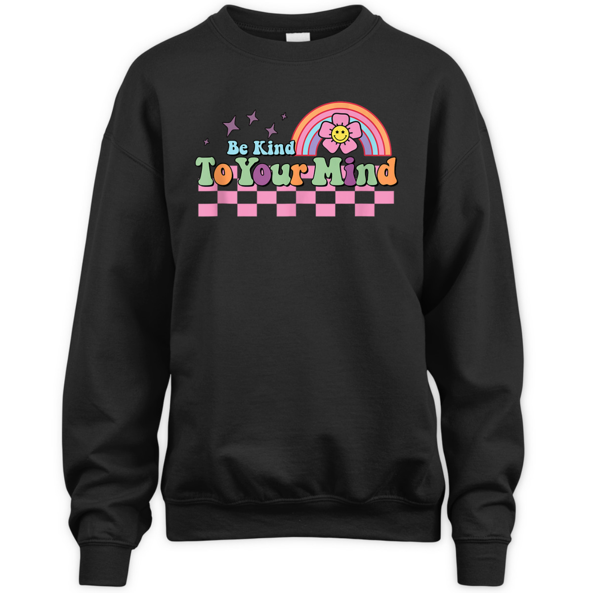 Groovy Be Kind To Your Mind Rainbow Flower Mental Health T-Shirt