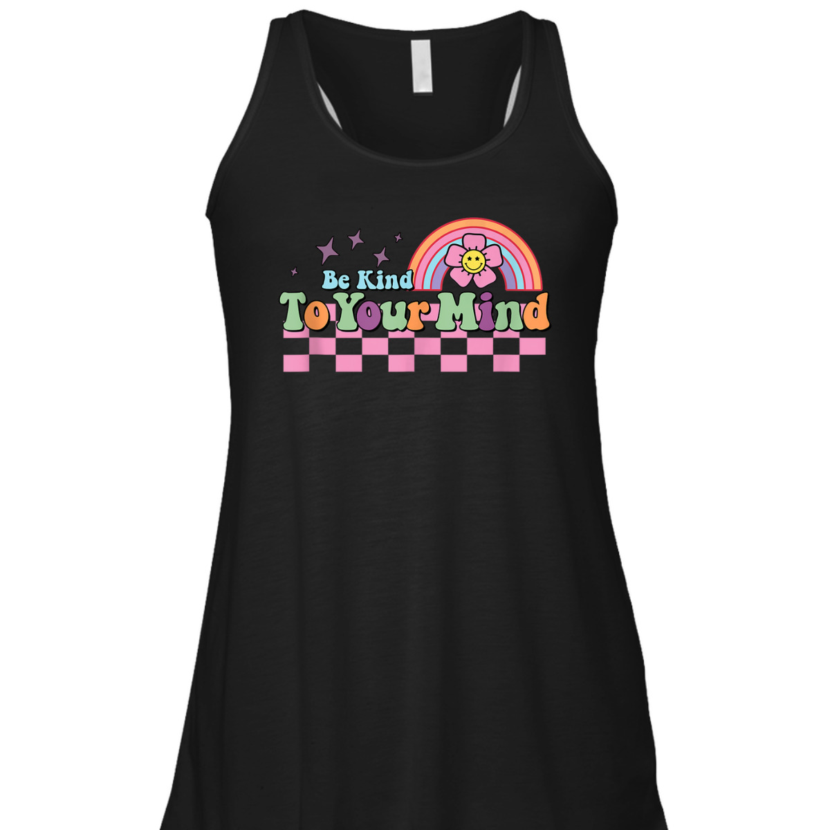 Groovy Be Kind To Your Mind Rainbow Flower Mental Health T-Shirt