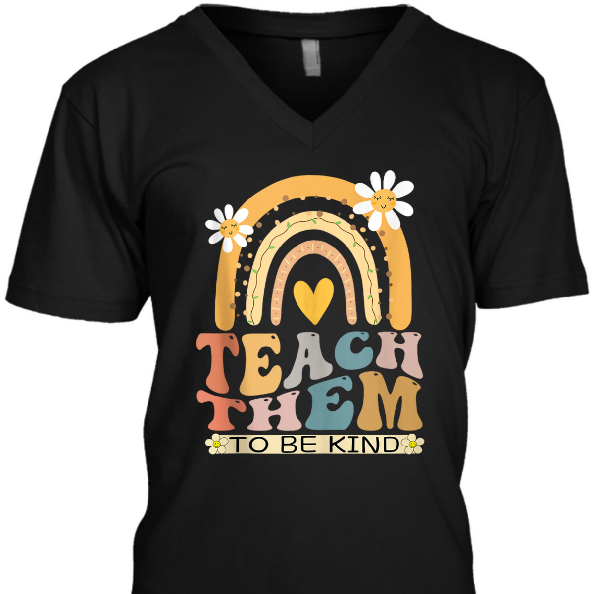 Teach Them To Be Kind Groovy Back To School Teacher Student T-Shirt