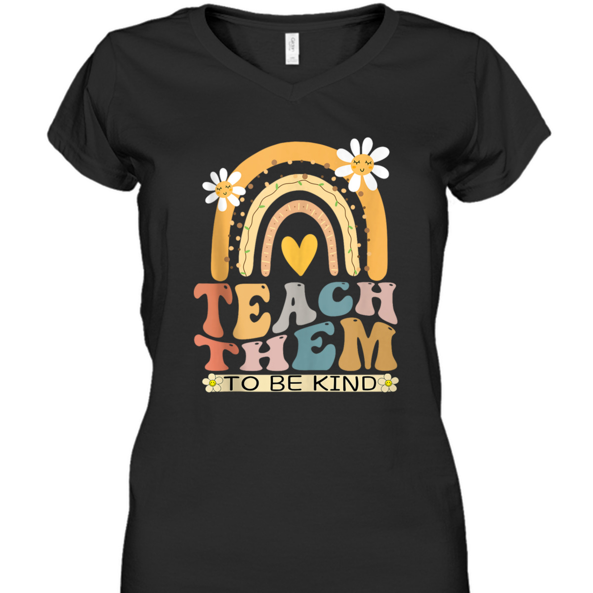 Teach Them To Be Kind Groovy Back To School Teacher Student T-Shirt