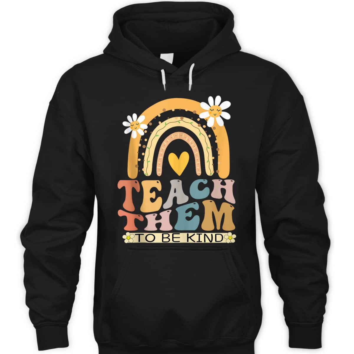 Teach Them To Be Kind Groovy Back To School Teacher Student T-Shirt