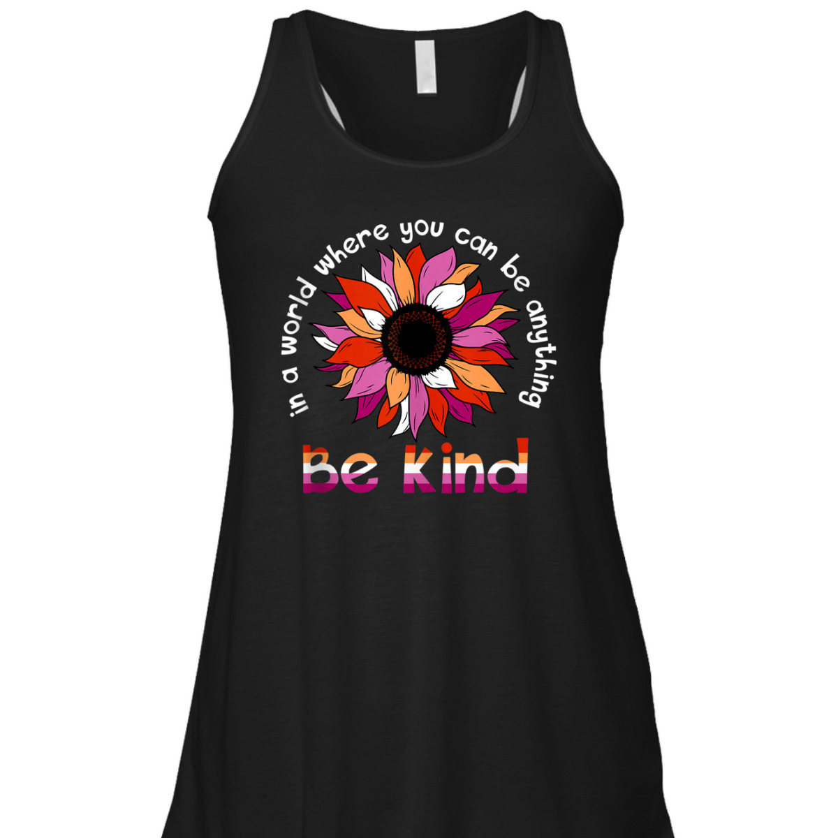 Be Kind Sunflower Lesbian Flag Color Proud LGBT Ally Pride T-Shirt