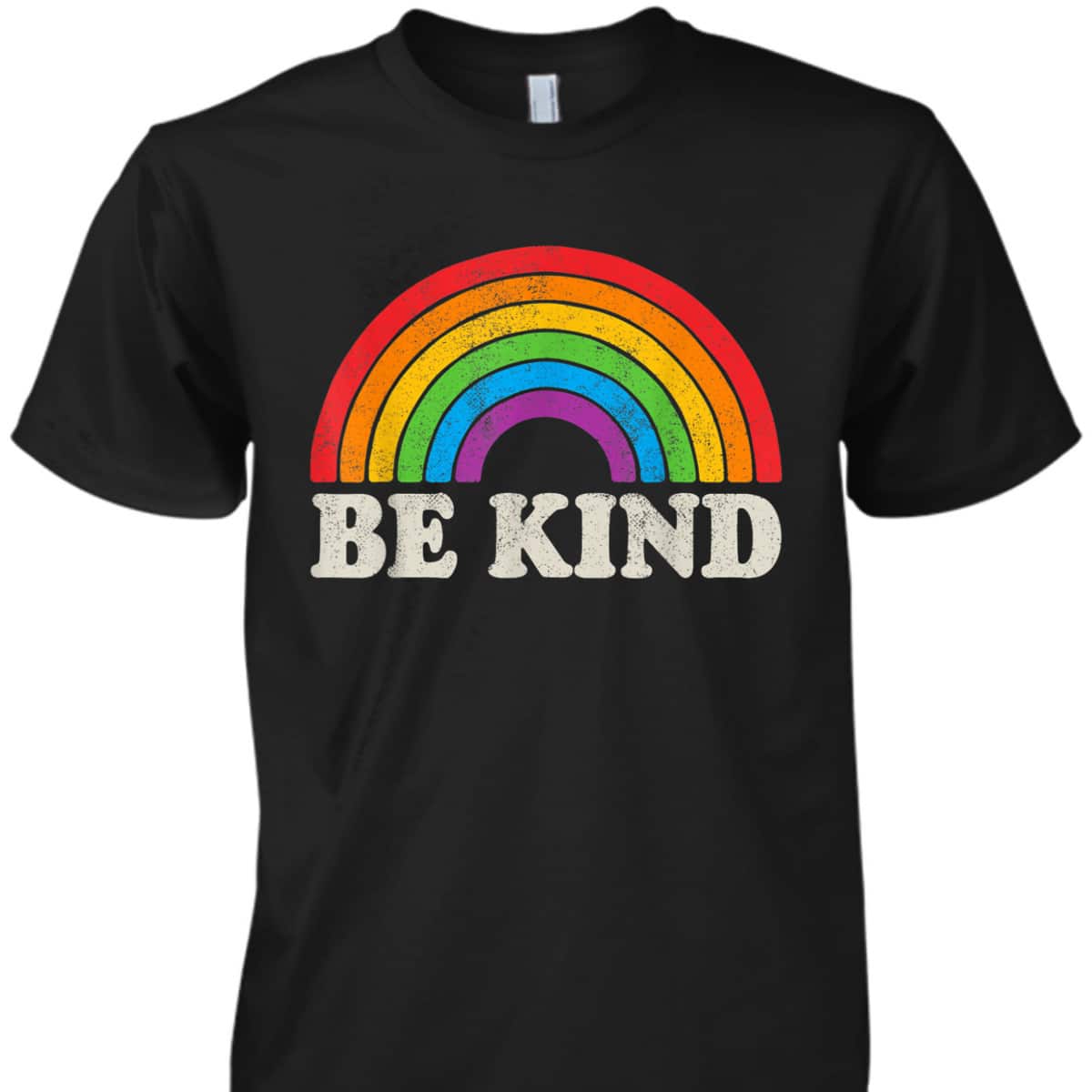 LGBTQ Be Kind Gay Pride LGBT Ally Rainbow Flag Retro Vintage T-Shirt