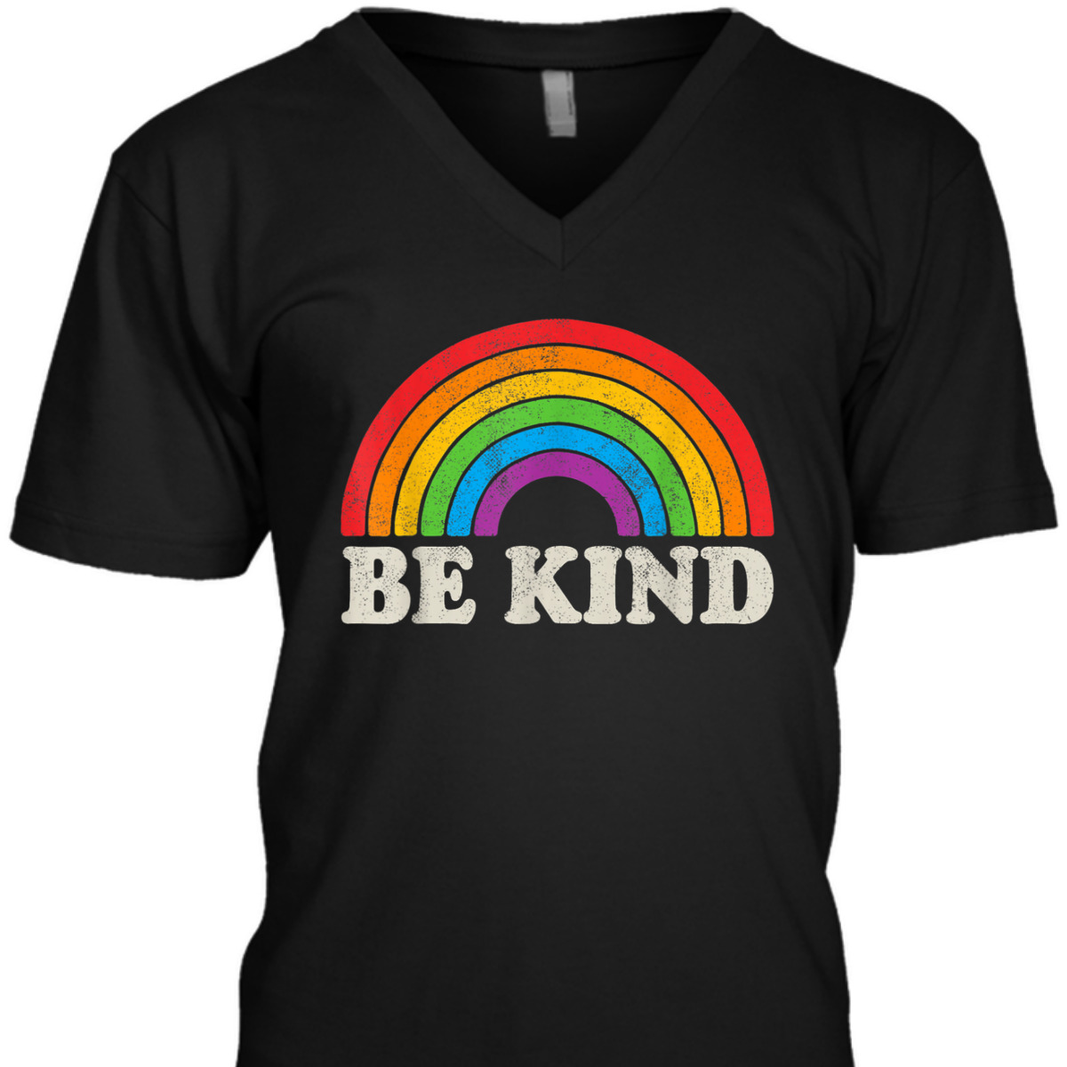 LGBTQ Be Kind Gay Pride LGBT Ally Rainbow Flag Retro Vintage T-Shirt