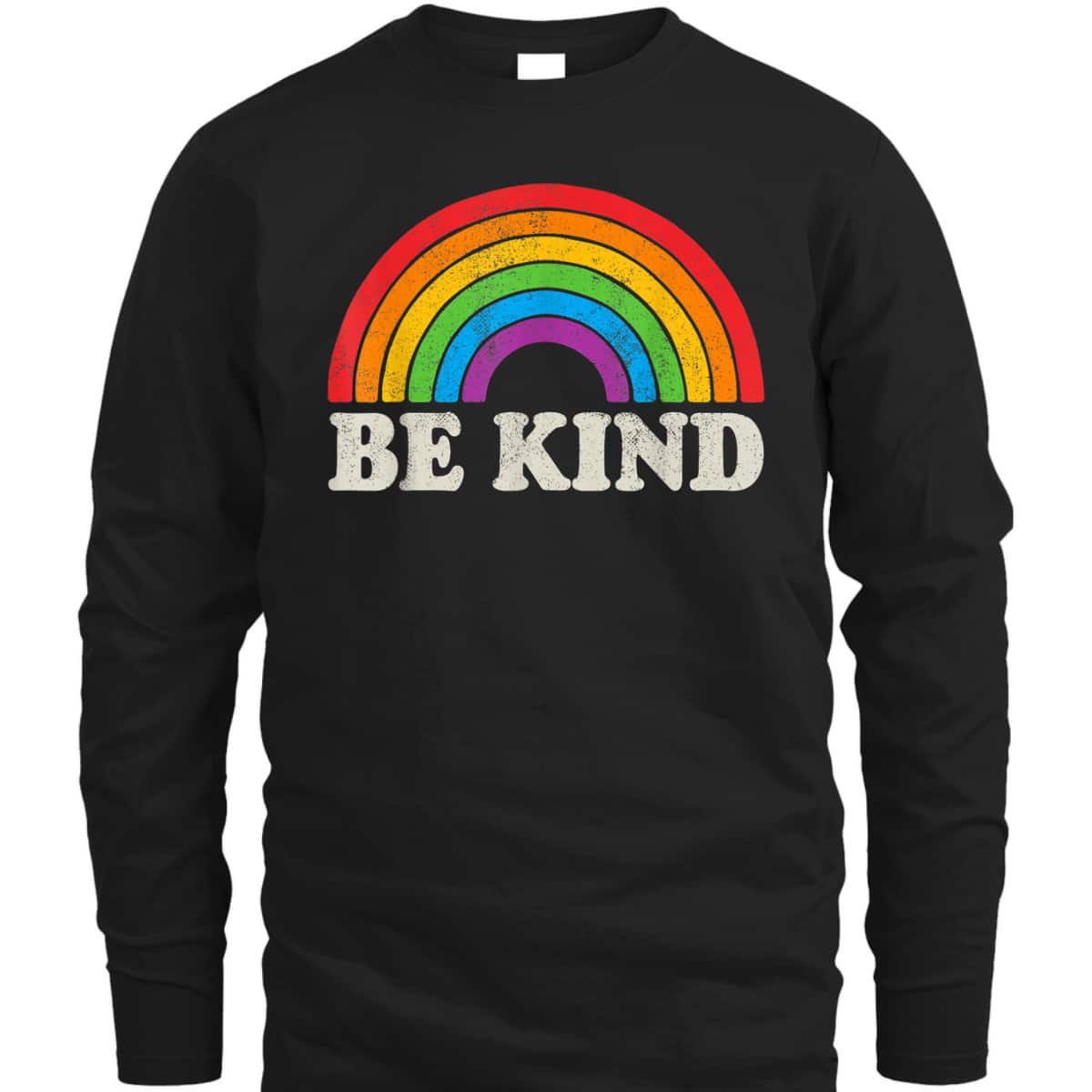 LGBTQ Be Kind Gay Pride LGBT Ally Rainbow Flag Retro Vintage T-Shirt