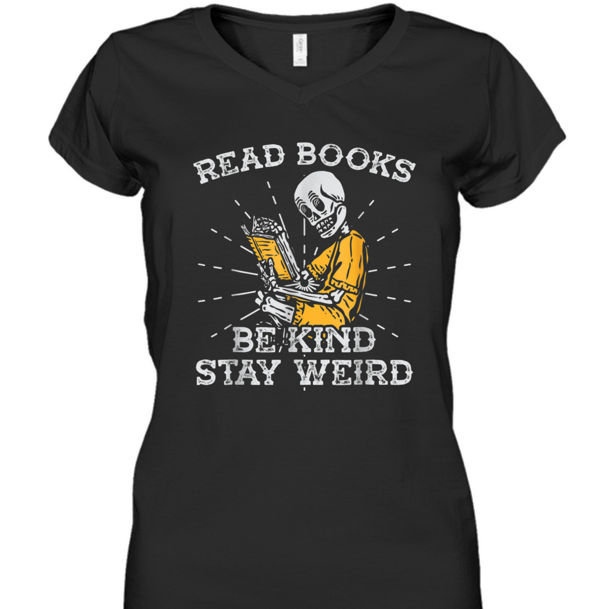 Read Books Be Kind Stay Weird Skeleton Reading Book T-Shirt