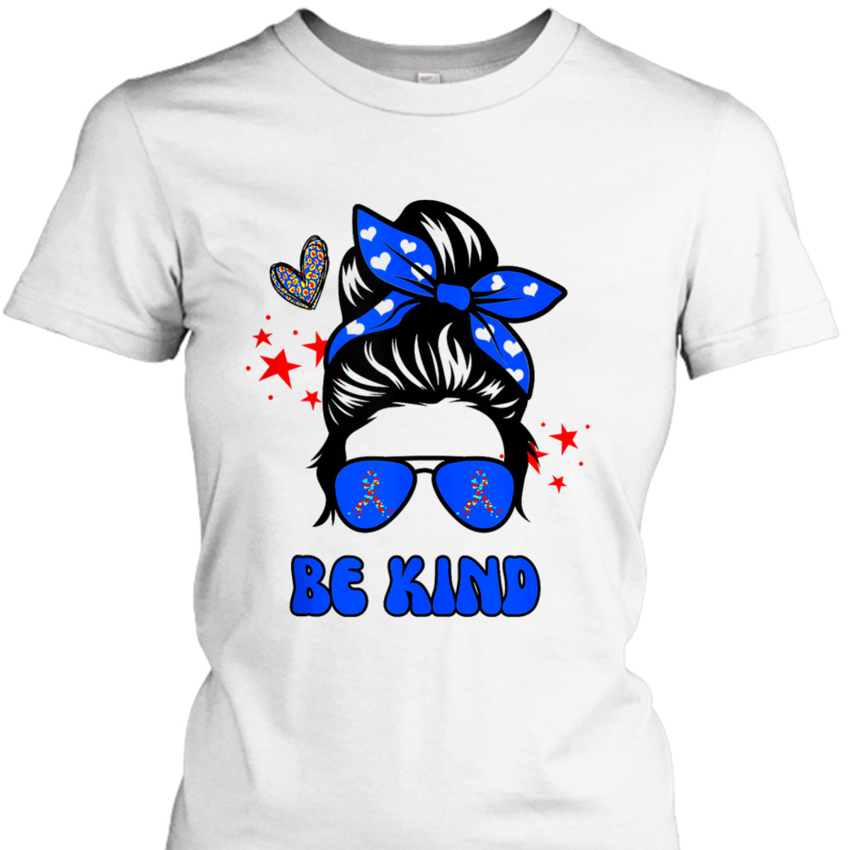 Be Kind Messy Bun Groovy Autism Awareness Month Funny Mom T-Shirt Be Kind Messy Bun Groovy Autism Awareness Month Funny Mom T-Shirt