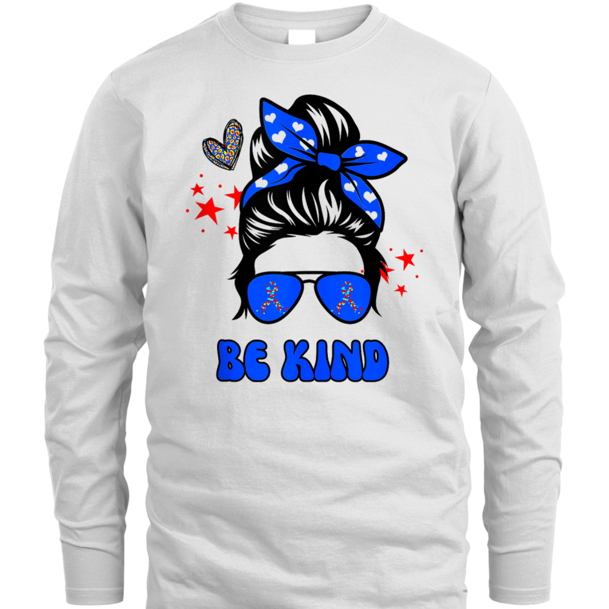 Be Kind Messy Bun Groovy Autism Awareness Month Funny Mom T-Shirt Be Kind Messy Bun Groovy Autism Awareness Month Funny Mom T-Shirt