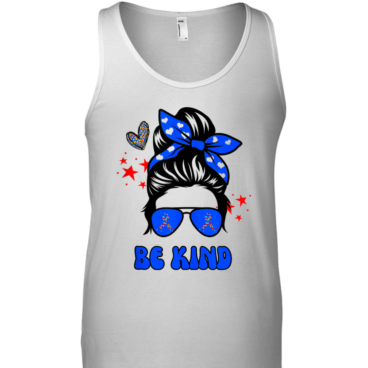 Be Kind Messy Bun Groovy Autism Awareness Month Funny Mom T-Shirt