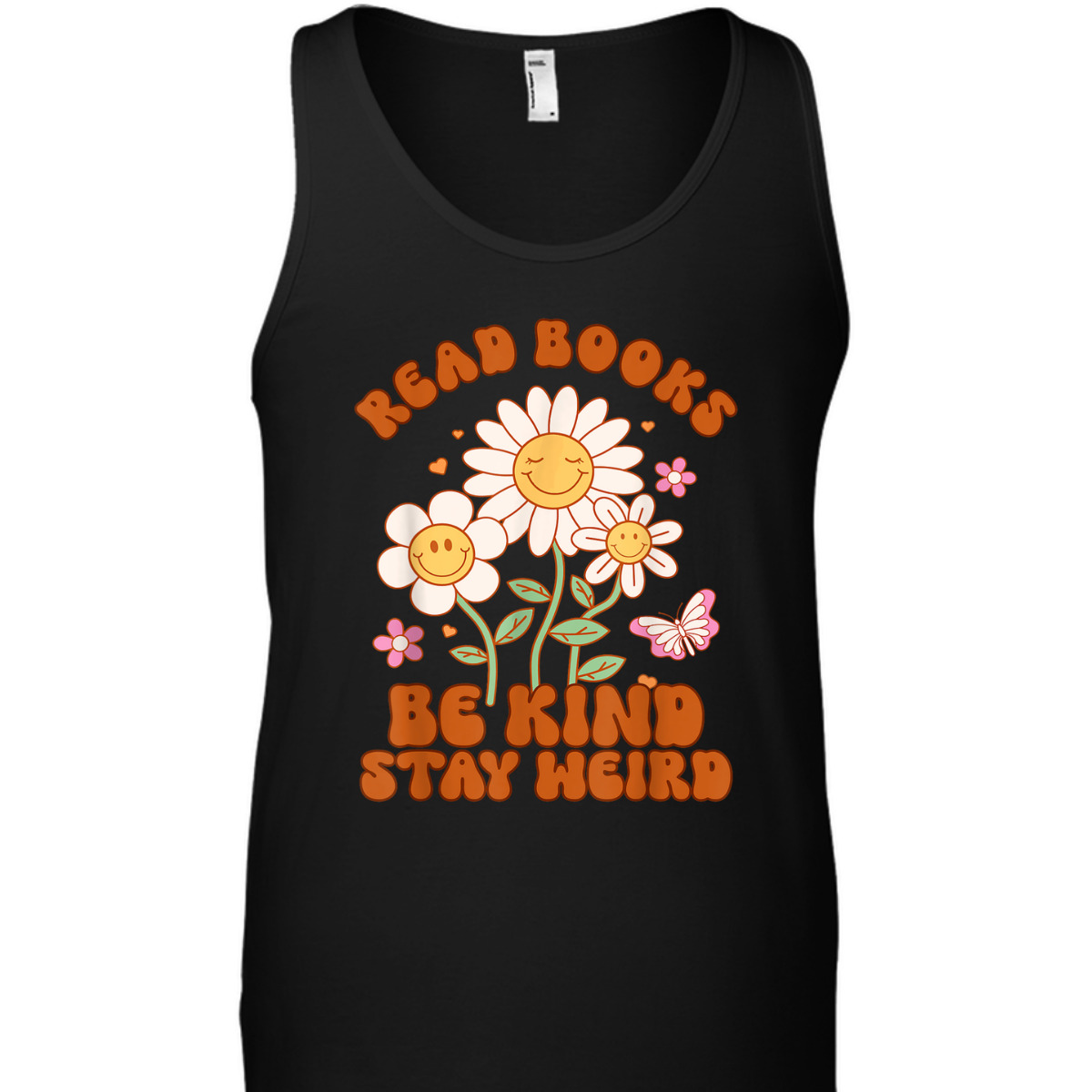 70s Flower Groovy Funny Read Books Be Kind Stay Weird T-Shirt