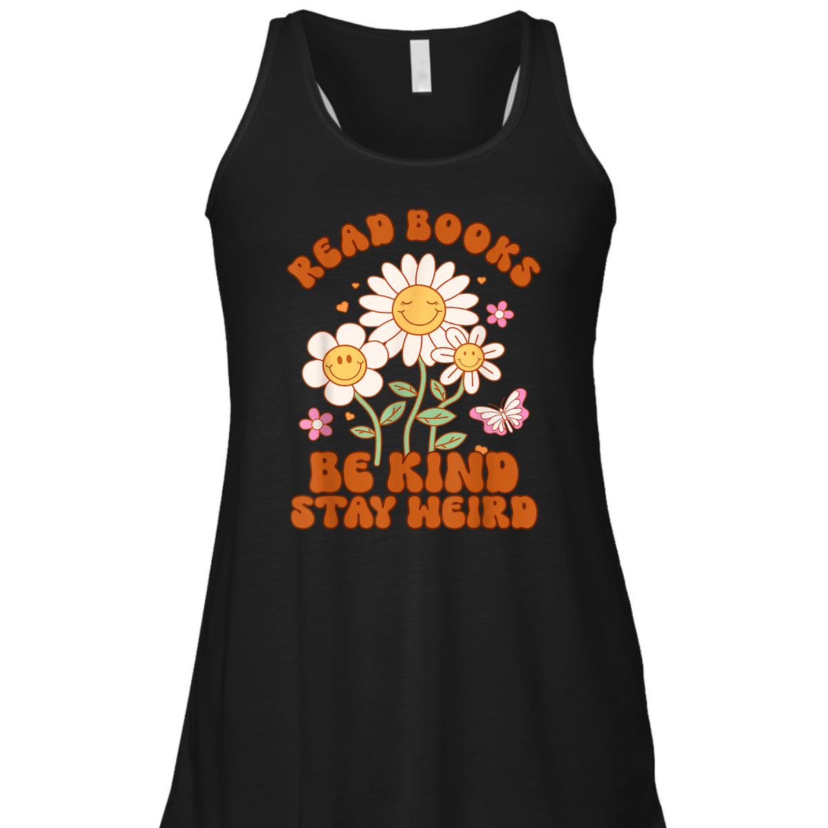70s Flower Groovy Funny Read Books Be Kind Stay Weird T-Shirt