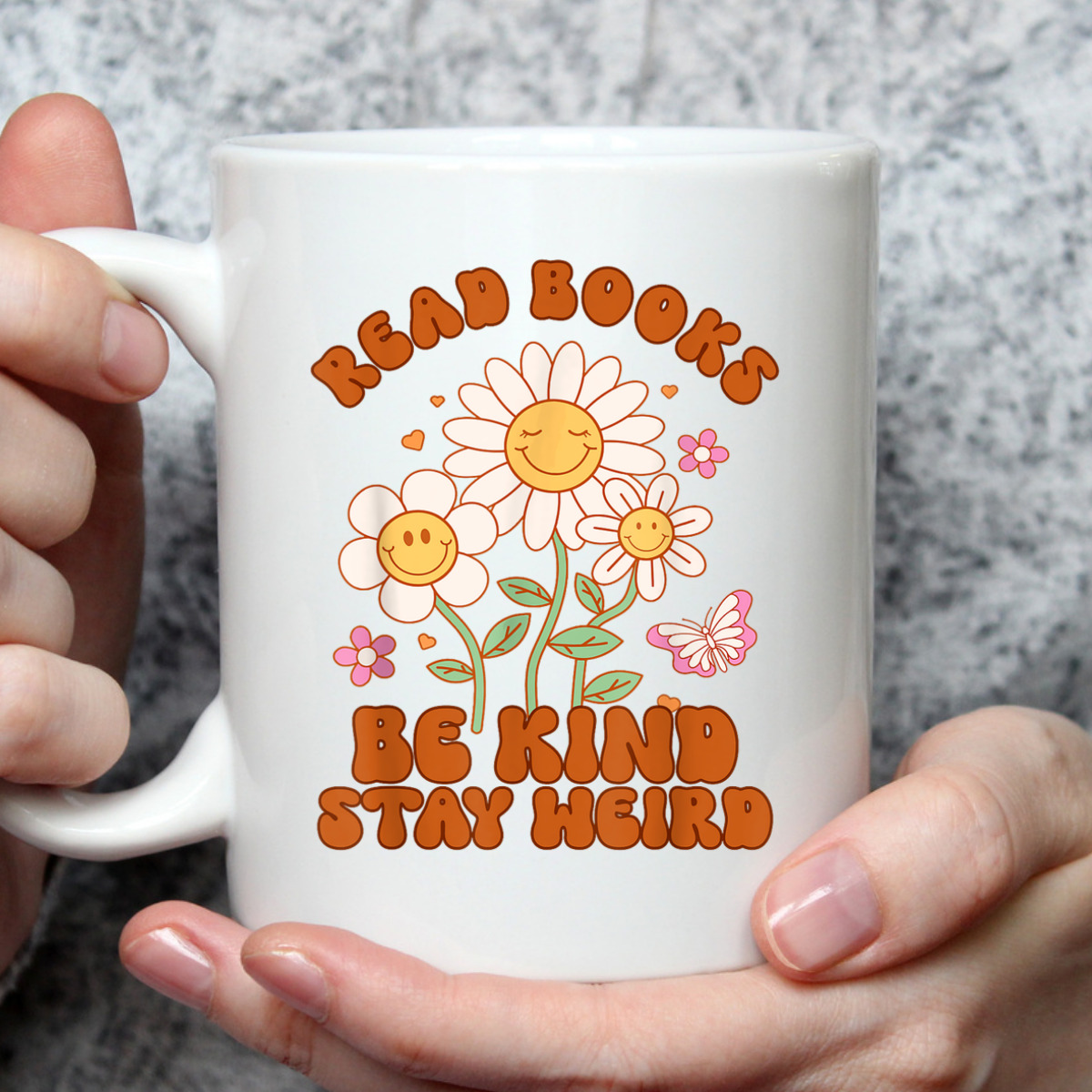 70s Flower Groovy Funny Read Books Be Kind Stay Weird T-Shirt