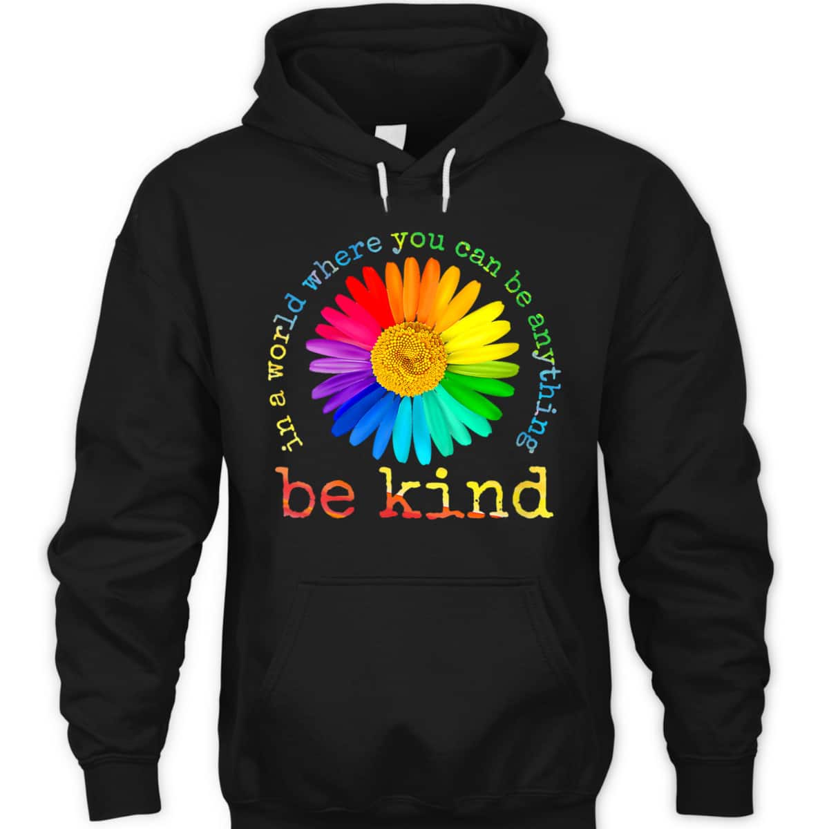 Womens Be Kind Daisy Flower Rainbow LGBT Gay Lesbian Pride T-Shirt