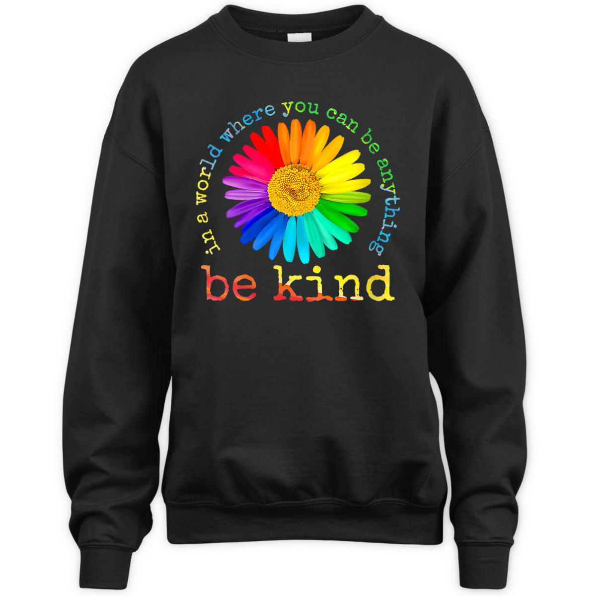 Womens Be Kind Daisy Flower Rainbow LGBT Gay Lesbian Pride T-Shirt