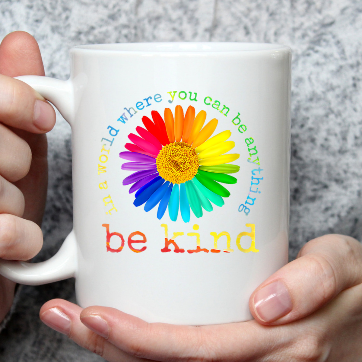 Womens Be Kind Daisy Flower Rainbow LGBT Gay Lesbian Pride T-Shirt