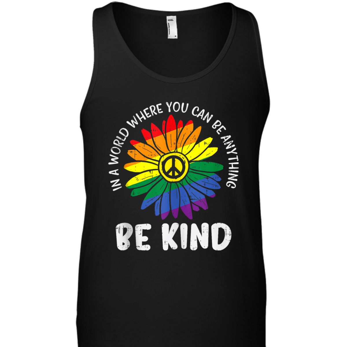 World Be KInd Rainbow Daisy Peace Hippie Gay Pride LGBT T-Shirt