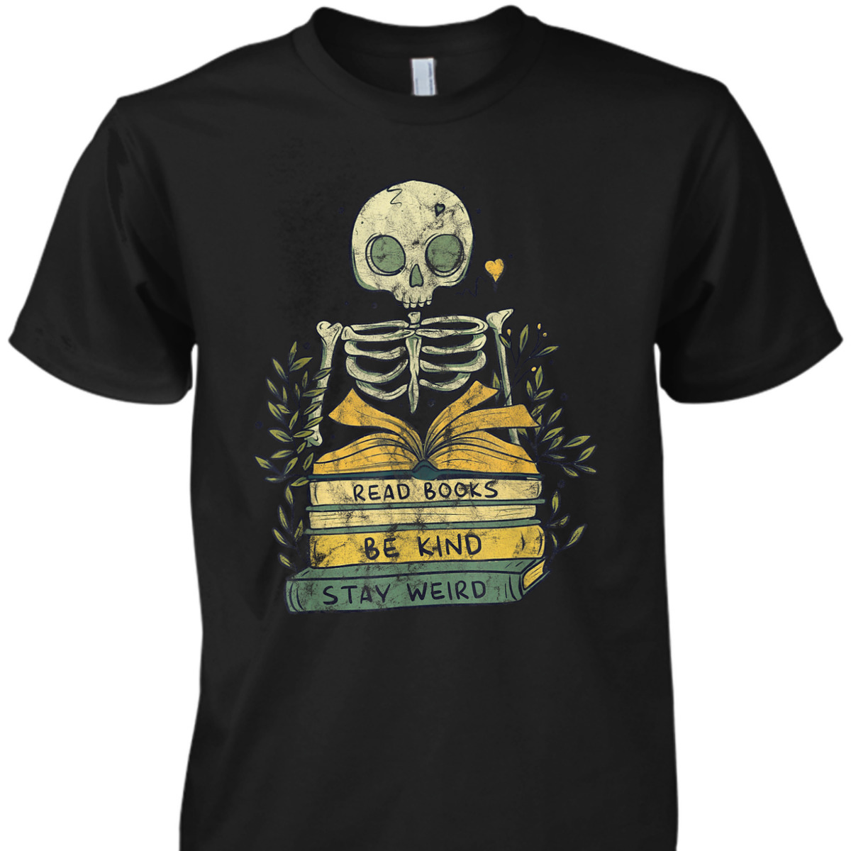 Read Book Be Kind Stay Weird Skeleton Book Worm T-Shirt