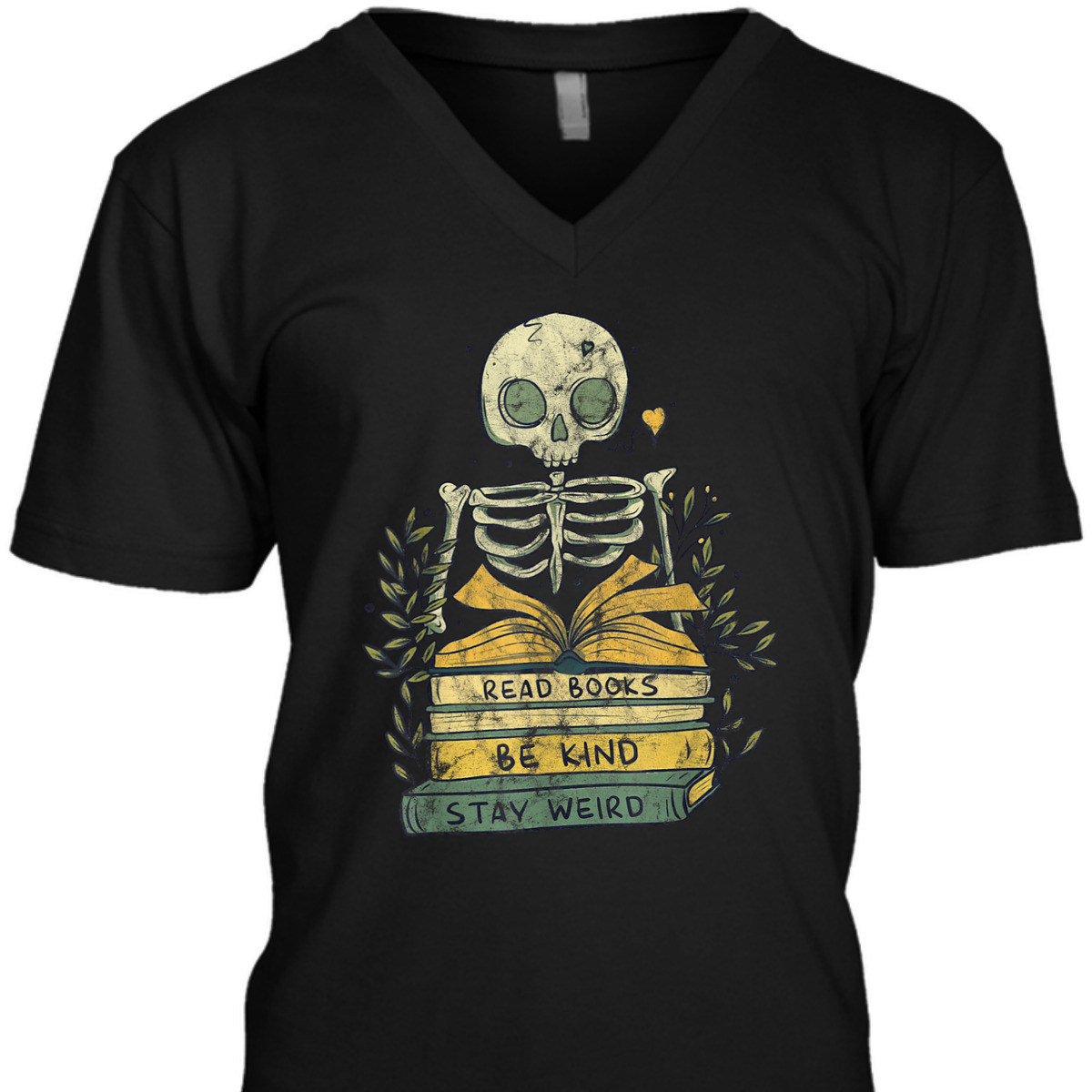 Read Book Be Kind Stay Weird Skeleton Book Worm T-Shirt