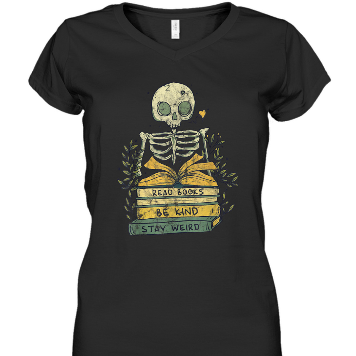 Read Book Be Kind Stay Weird Skeleton Book Worm T-Shirt