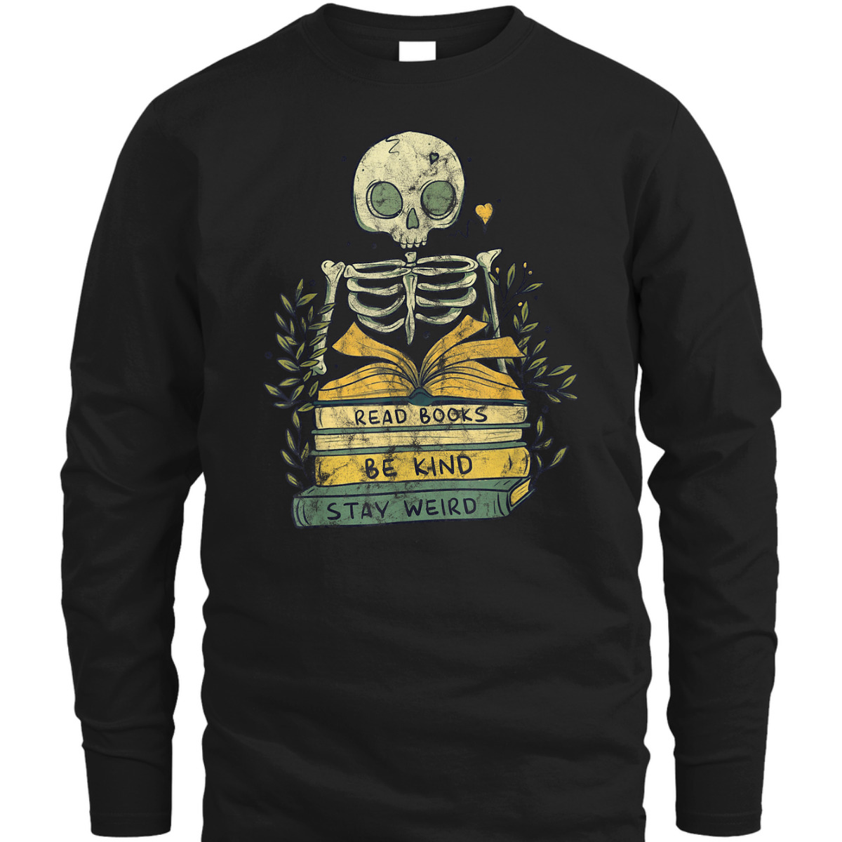 Read Book Be Kind Stay Weird Skeleton Book Worm T-Shirt