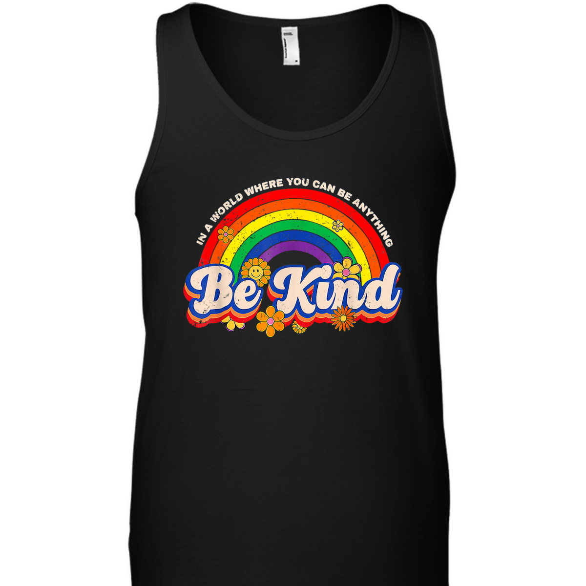 Retro Groovy Be Kind Pride LGBTQ Gay LGBT Ally Rainbow Flag T-Shirt