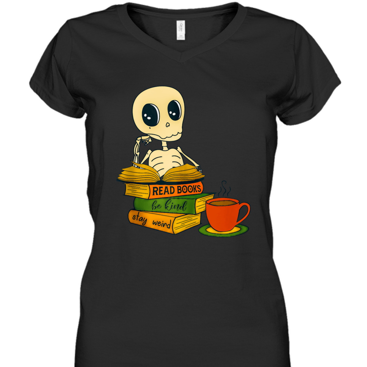 Read Books Be Kind Stay Weird Skeleton Reader T-Shirt