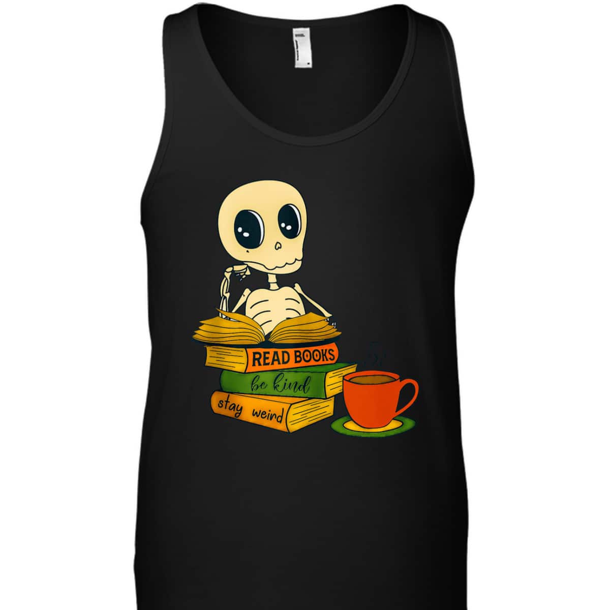 Read Books Be Kind Stay Weird Skeleton Reader T-Shirt