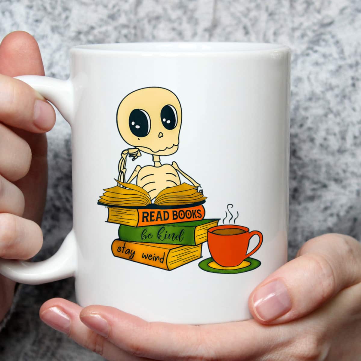 Read Books Be Kind Stay Weird Skeleton Reader T-Shirt
