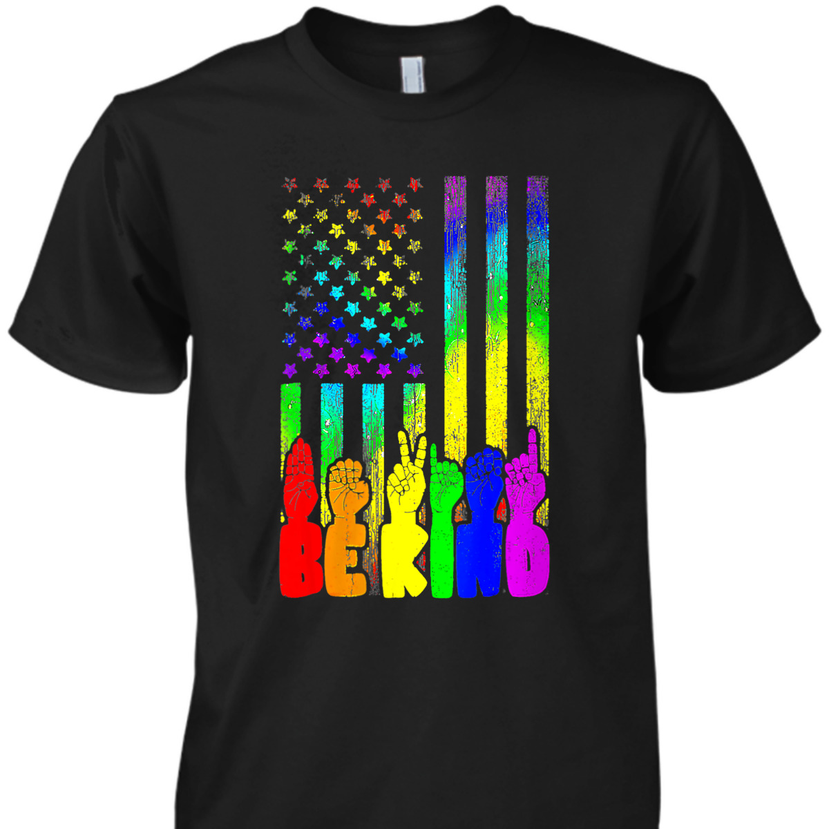 Womens Be Kind Sign Language Hand Us Flag LGBT Gay Lesbian Pride T-Shirt Womens Be Kind Sign Language Hand Us Flag LGBT Gay Lesbian Pride T-Shirt
