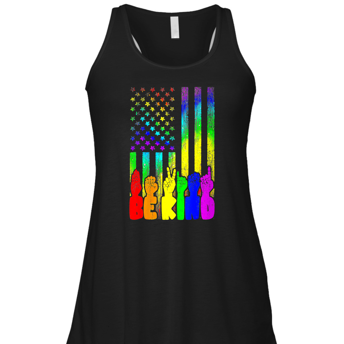 Womens Be Kind Sign Language Hand Us Flag LGBT Gay Lesbian Pride T-Shirt Womens Be Kind Sign Language Hand Us Flag LGBT Gay Lesbian Pride T-Shirt