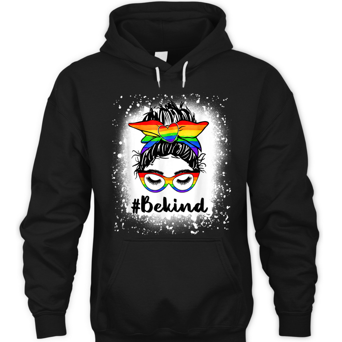 Bleached Be Kind Messy Bun Gay Pride LGBT Heart Girl T-Shirt