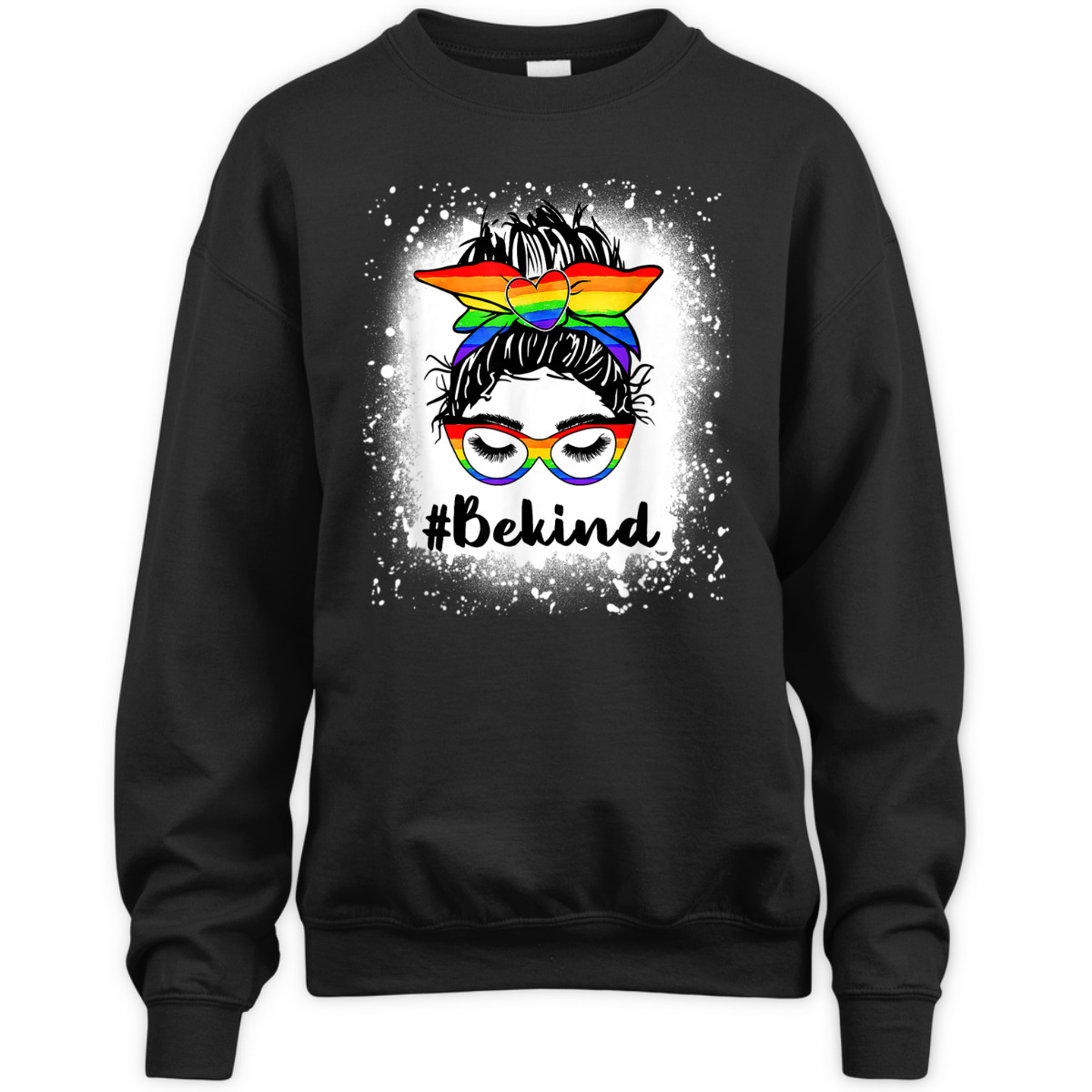Bleached Be Kind Messy Bun Gay Pride LGBT Heart Girl T-Shirt