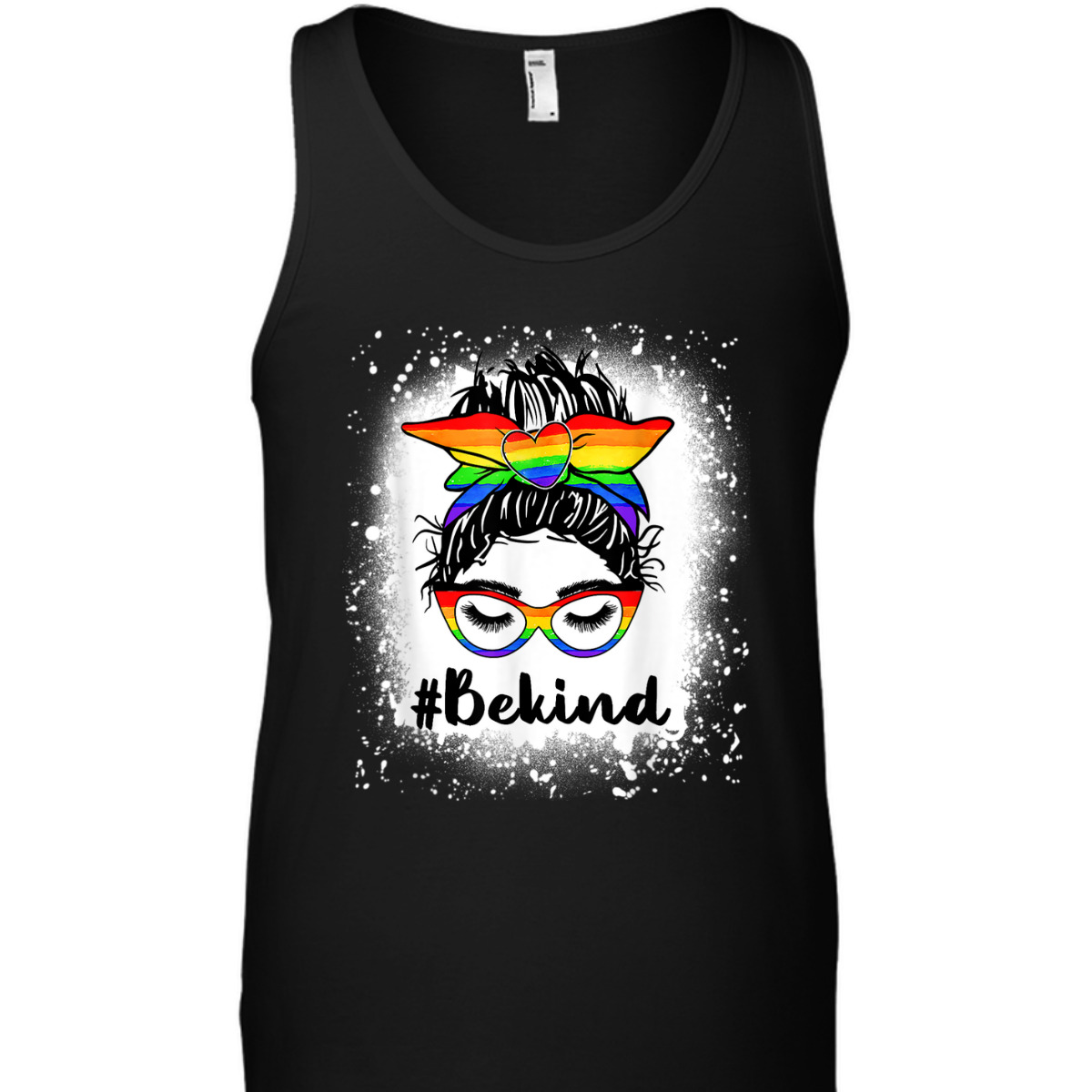 Bleached Be Kind Messy Bun Gay Pride LGBT Heart Girl T-Shirt