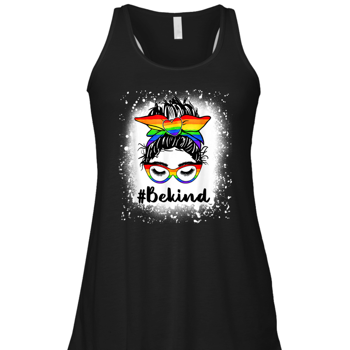 Bleached Be Kind Messy Bun Gay Pride LGBT Heart Girl T-Shirt Bleached Be Kind Messy Bun Gay Pride LGBT Heart Girl T-Shirt