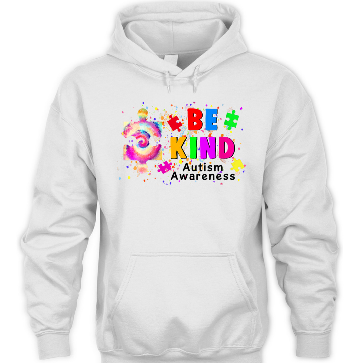 Womens Be Kind Autism Awareness Puzzle Tie Dye Autism Awareness T-Shirt
