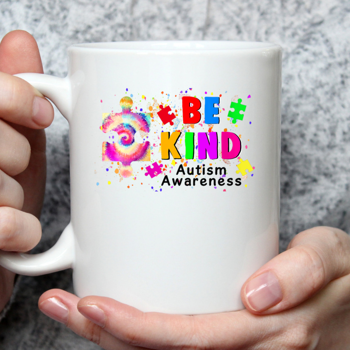Womens Be Kind Autism Awareness Puzzle Tie Dye Autism Awareness T-Shirt