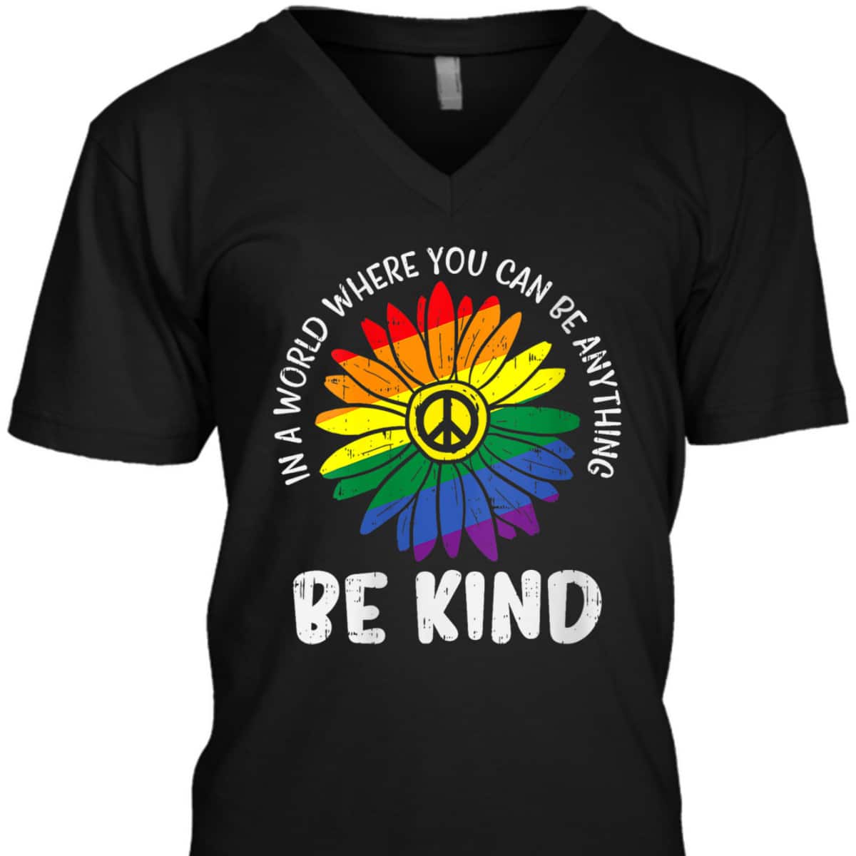 Womens World Be KInd Rainbow Daisy Peace Hippie Gay Pride LGBT T-Shirt Womens World Be KInd Rainbow Daisy Peace Hippie Gay Pride LGBT T-Shirt