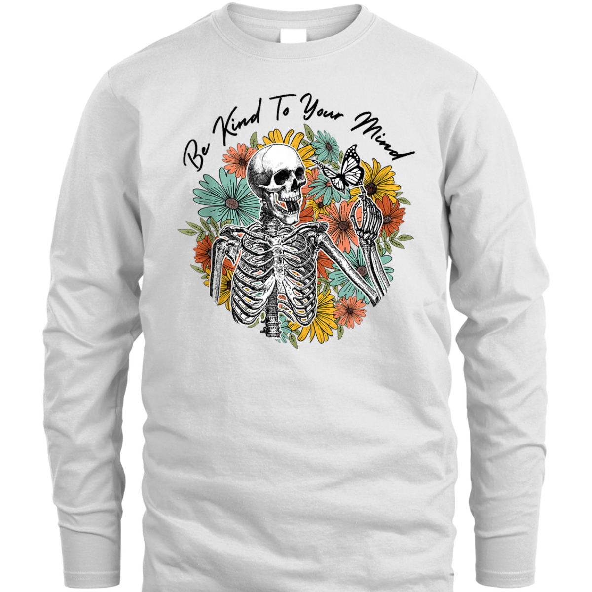 Retro Skeleton Be Kind To Your Mind Mental Health Matters T-Shirt