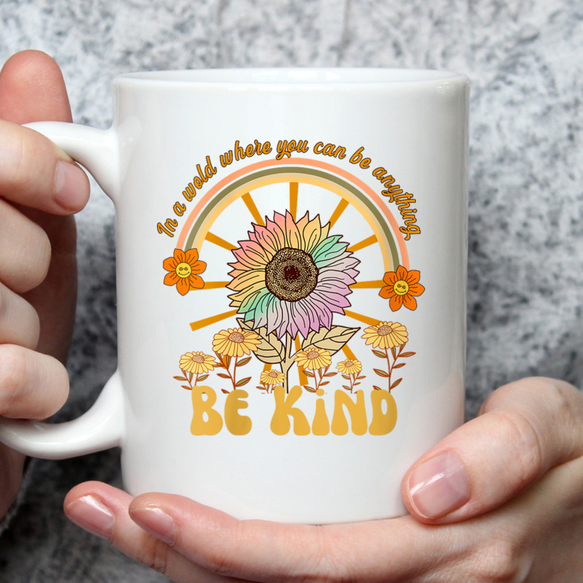 Womens In A World Where You Can Be Anything Be Kind Sunflower T-Shirt