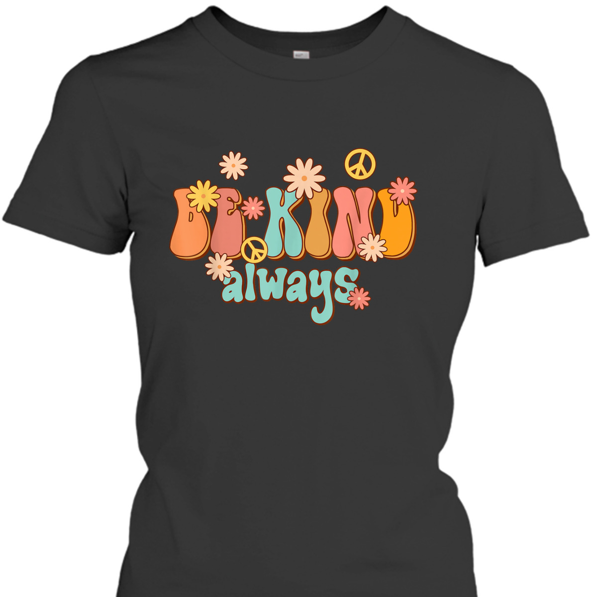 Be Kind Always Peace Sign Flowers Retro Groovy 70s Men T-Shirt