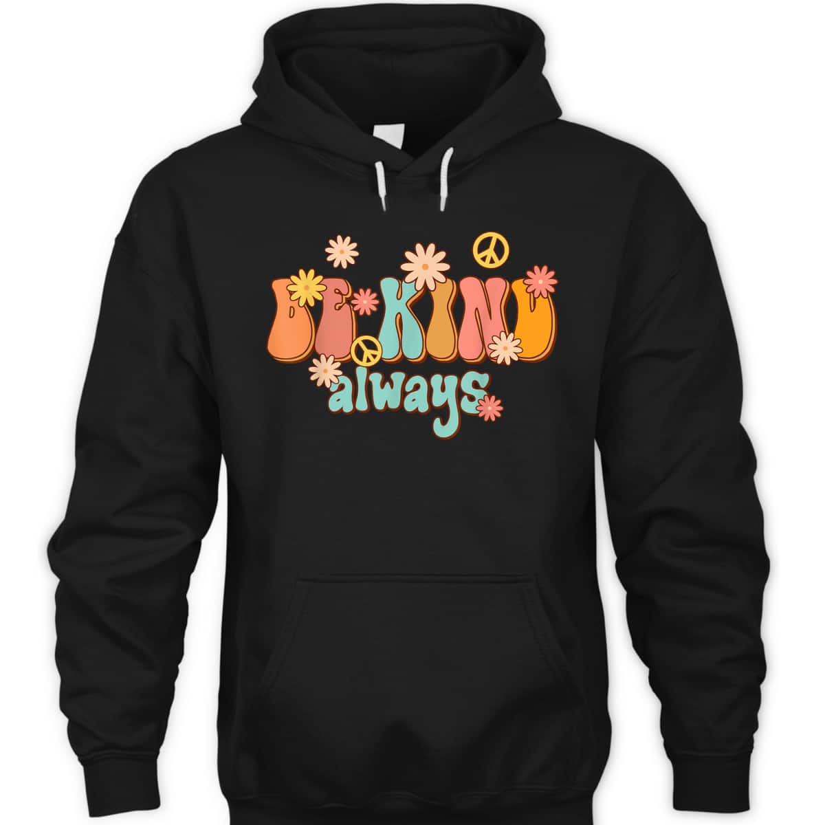 Be Kind Always Peace Sign Flowers Retro Groovy 70s Men T-Shirt