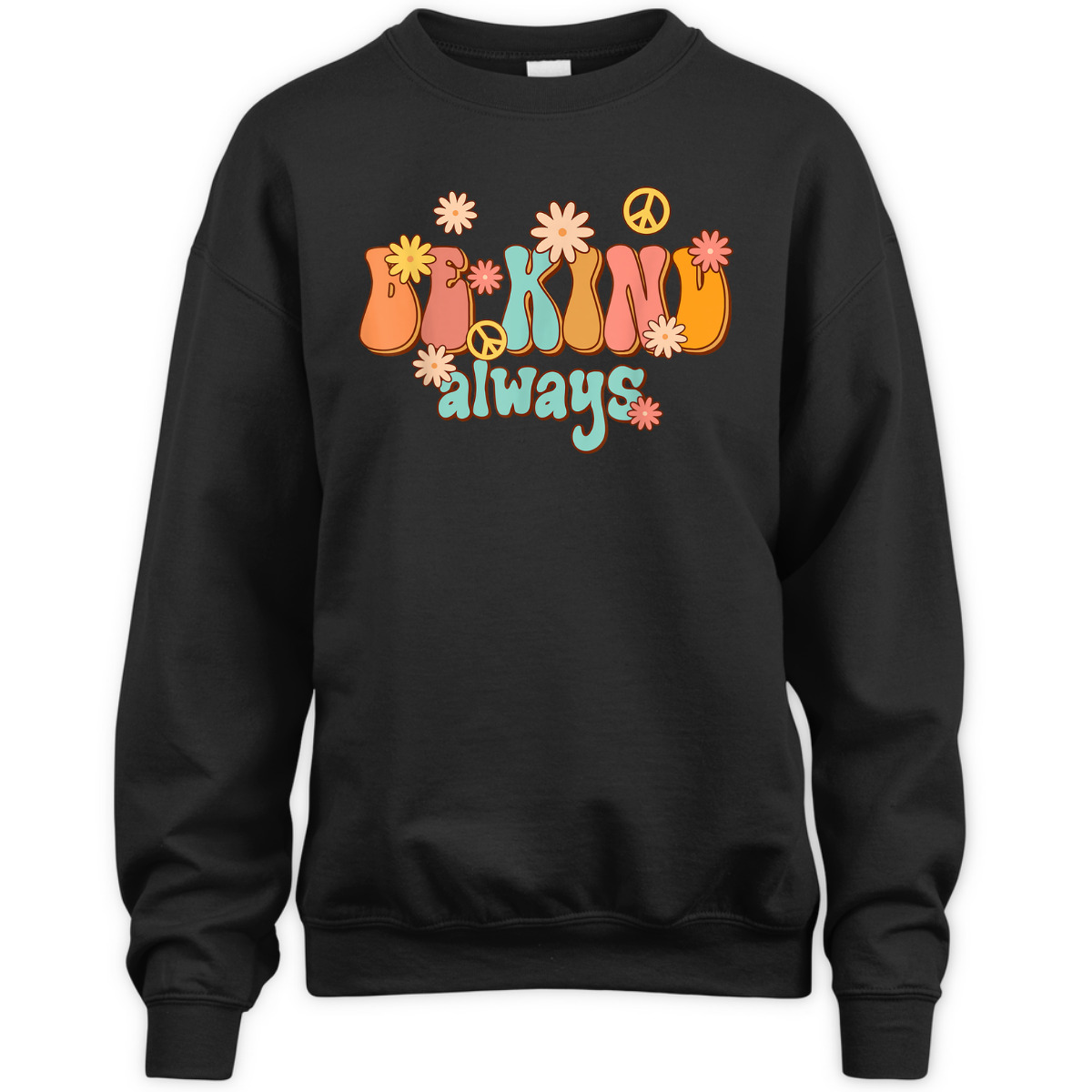 Be Kind Always Peace Sign Flowers Retro Groovy 70s Men T-Shirt