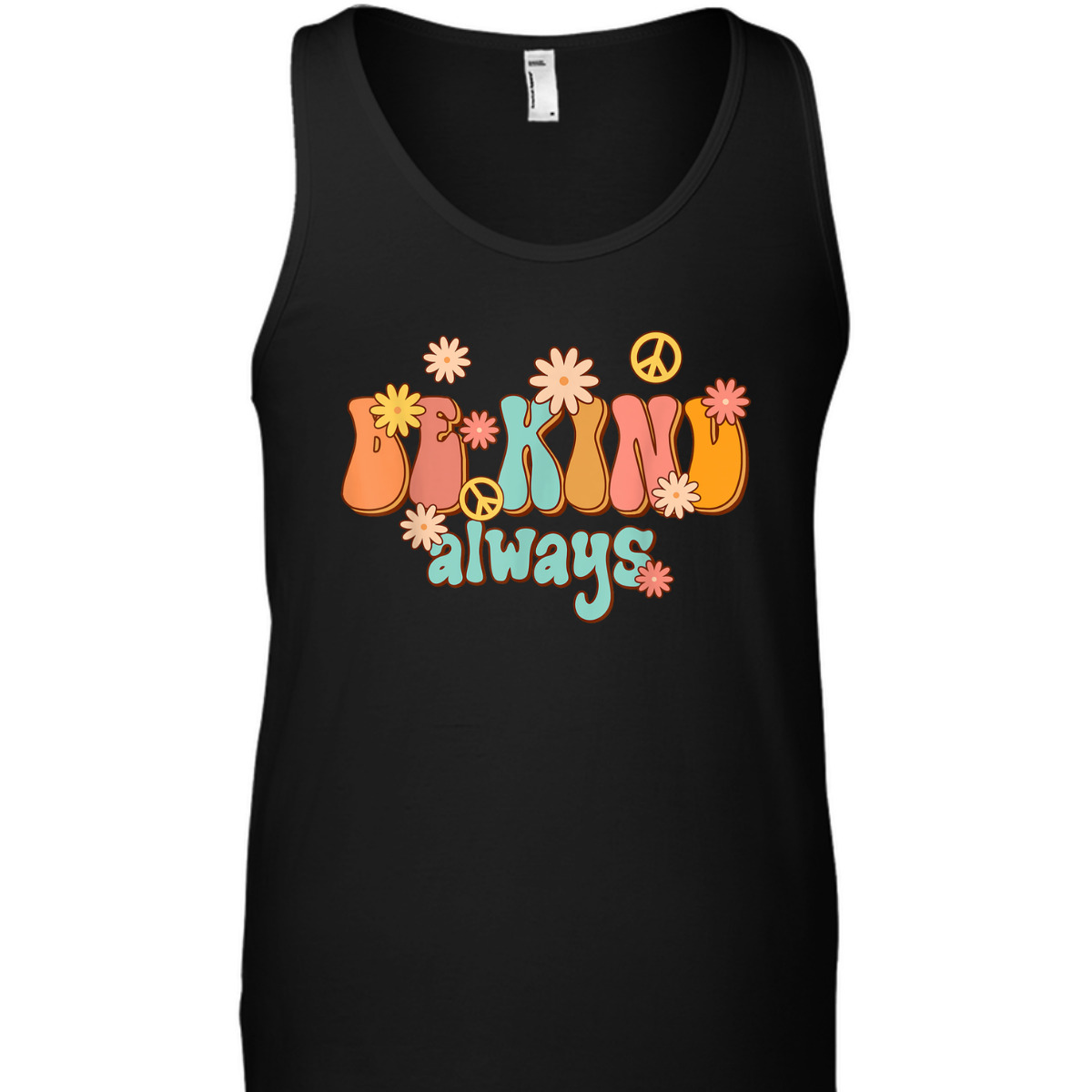 Be Kind Always Peace Sign Flowers Retro Groovy 70s Men T-Shirt