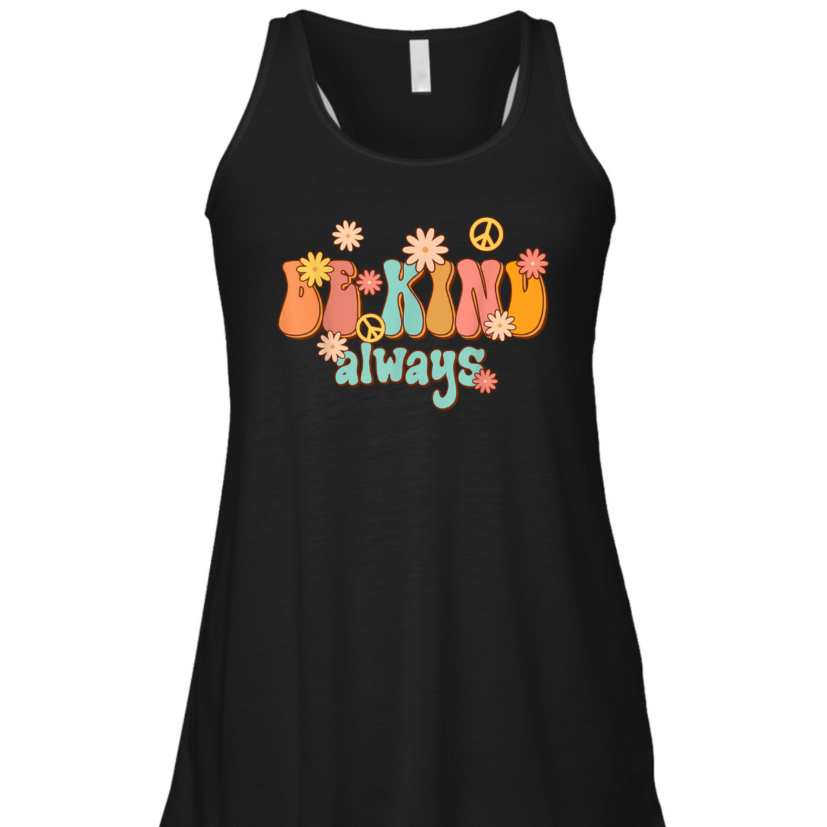 Be Kind Always Peace Sign Flowers Retro Groovy 70s Men T-Shirt