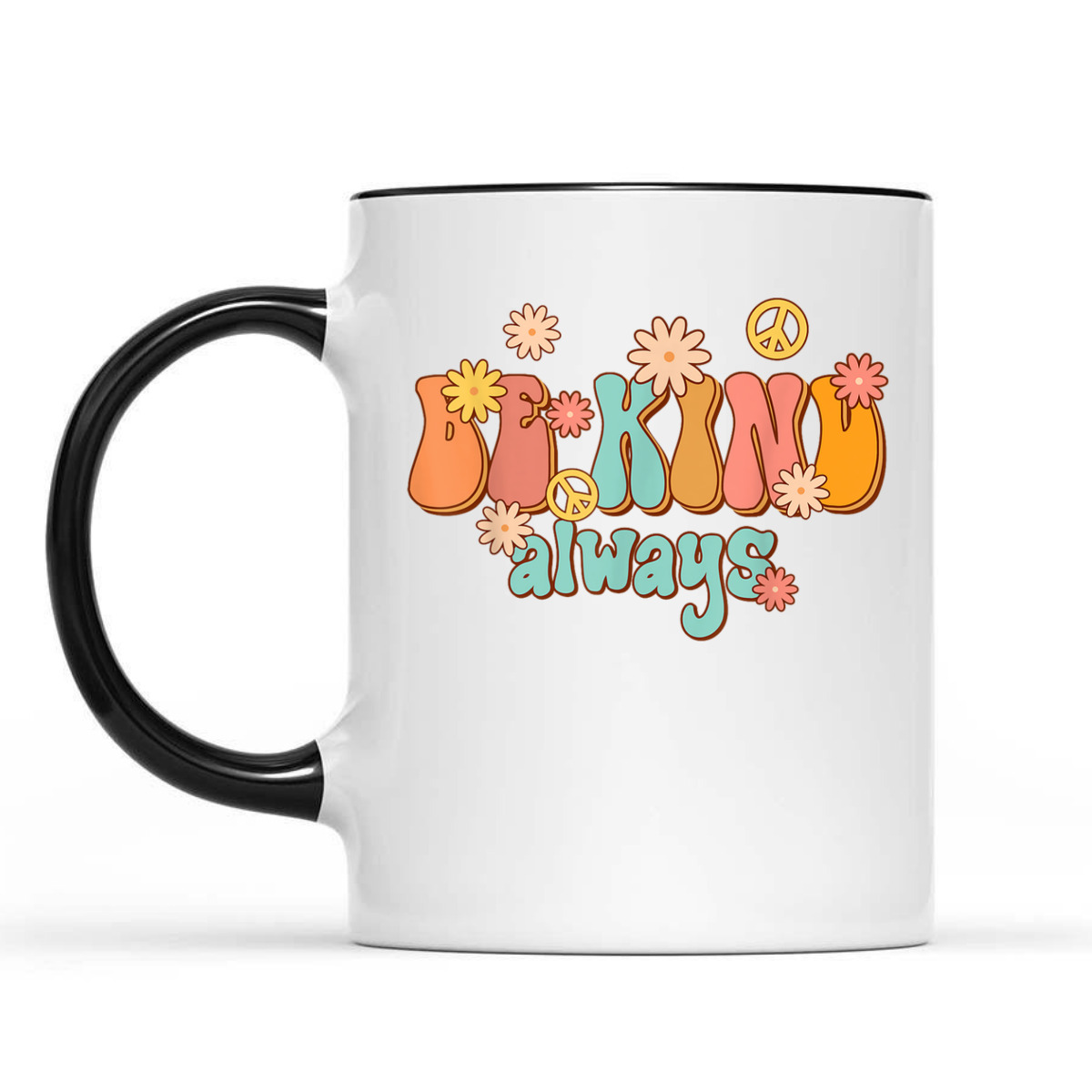 Be Kind Always Peace Sign Flowers Retro Groovy 70s Men T-Shirt