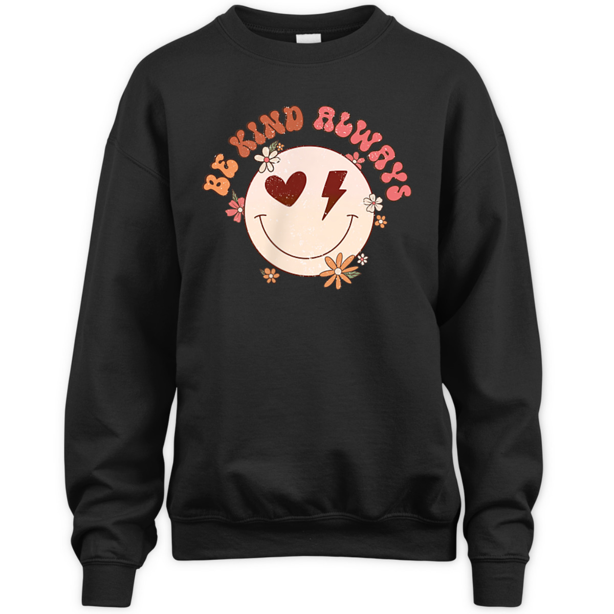 Be Kind Always Hearts Floral Flowers Retro Groovy 70s Pocket T-Shirt