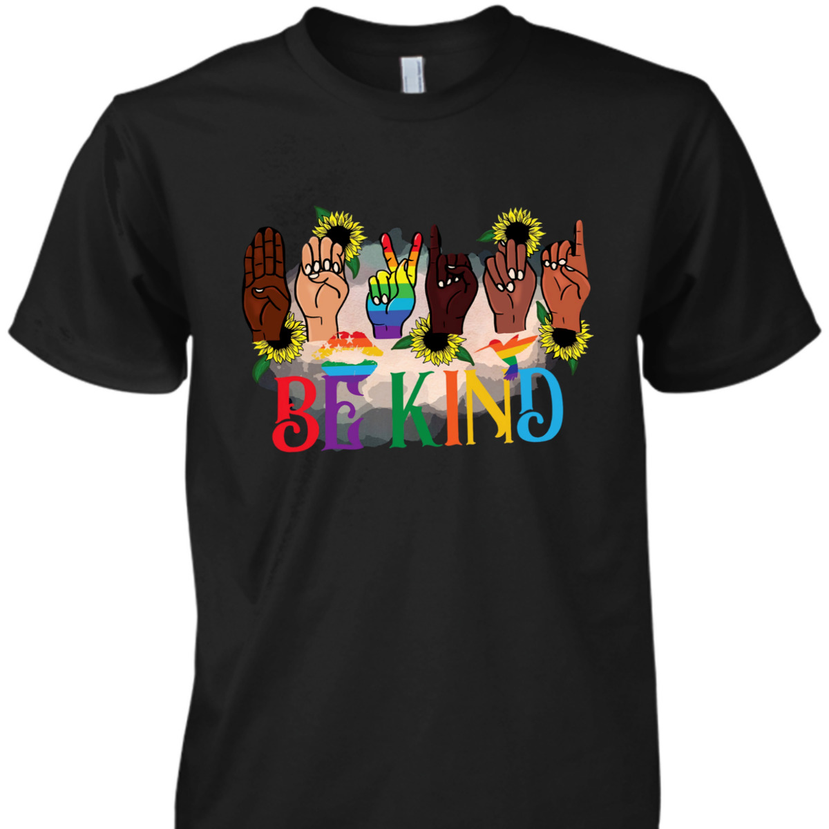 Be Kind Hand Sign Language Hand Talking LGBTQFlag Gay Pride T-Shirt